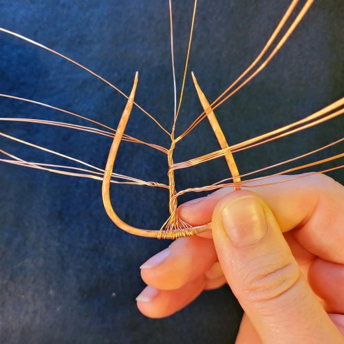 Jennifer Brooks's Rainbow Autumn Tree Earrings - , Contemporary Wire Jewelry, Dapping, Dapping Jewelry, How To Punch Holes, Hole Punching, Punch A Hole, Lashing, Wire Lashing, , tree of life earrings